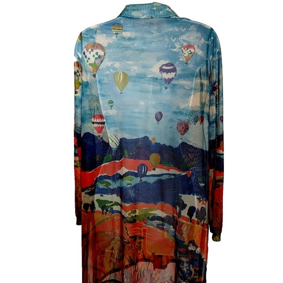 MALOKA Portugal sheer tunic blouse Sz 2 Mother PEARL buttons ART TO WEAR EUROPE - Picture 7 of 14